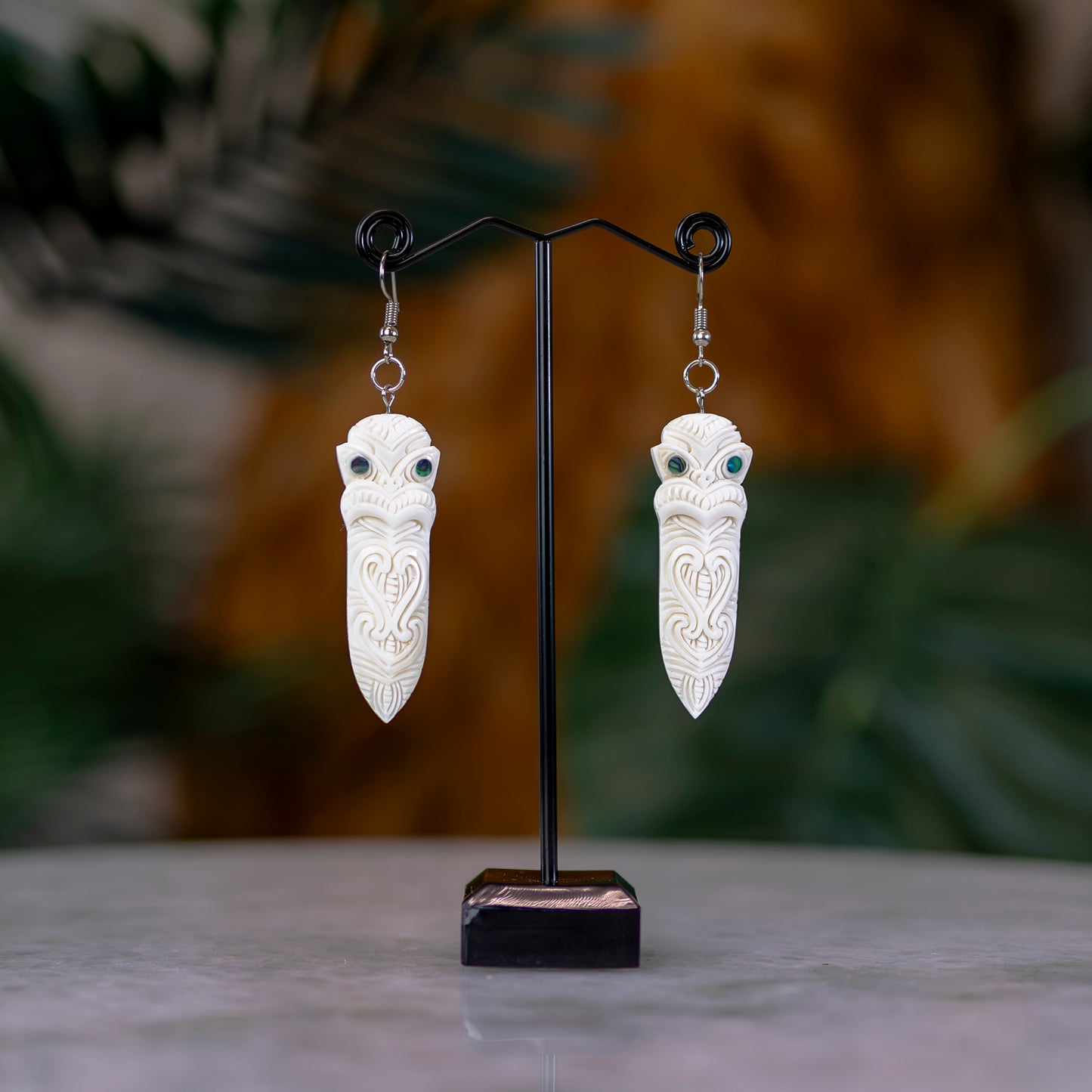 Bone Tiki Taiaha Earrings