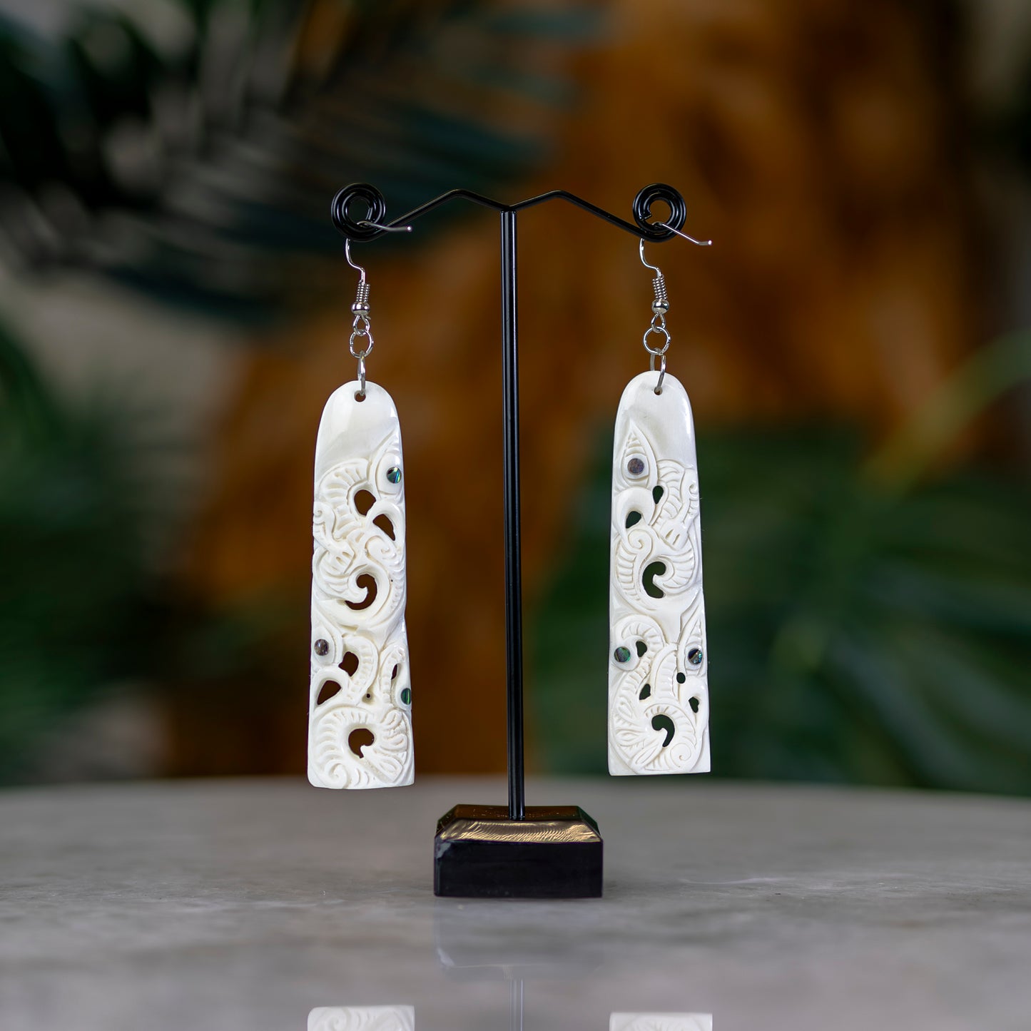 Triple Manaia Bone Earring