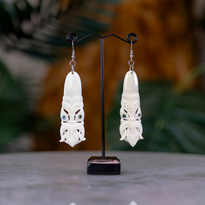 Bone Toki Earrings with Tiki