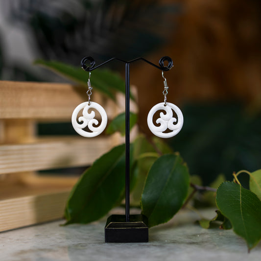 Bone Triple Koru Earrings