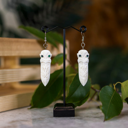 Bone Tiki Taiaha Earrings