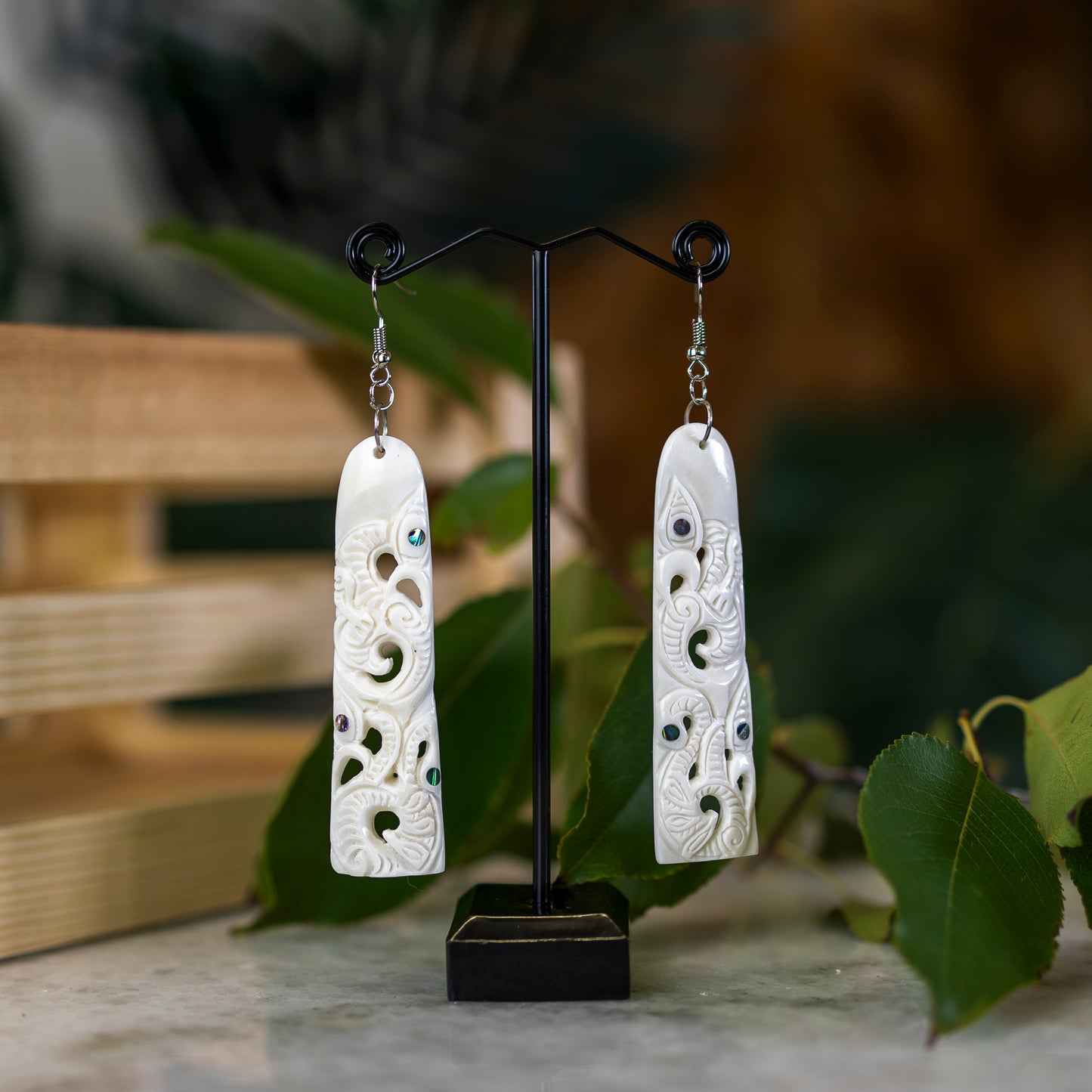 Triple Manaia Bone Earring