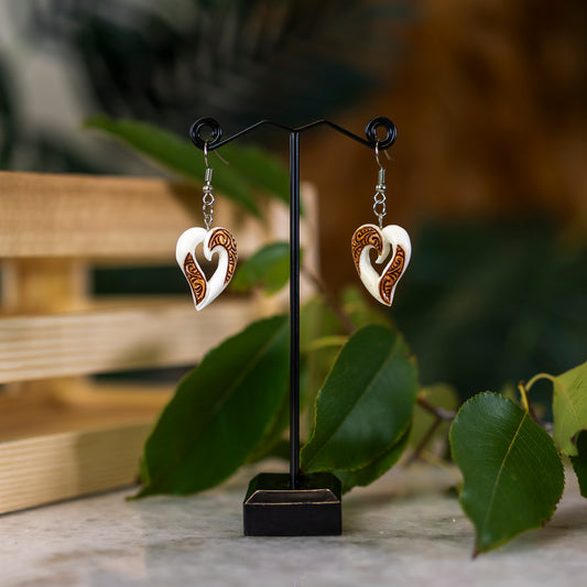 Bone Stained Heart Earrings