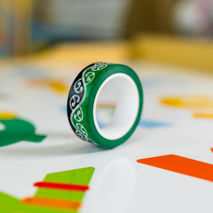 Flowing Māori Pattern: Green Washi Tape