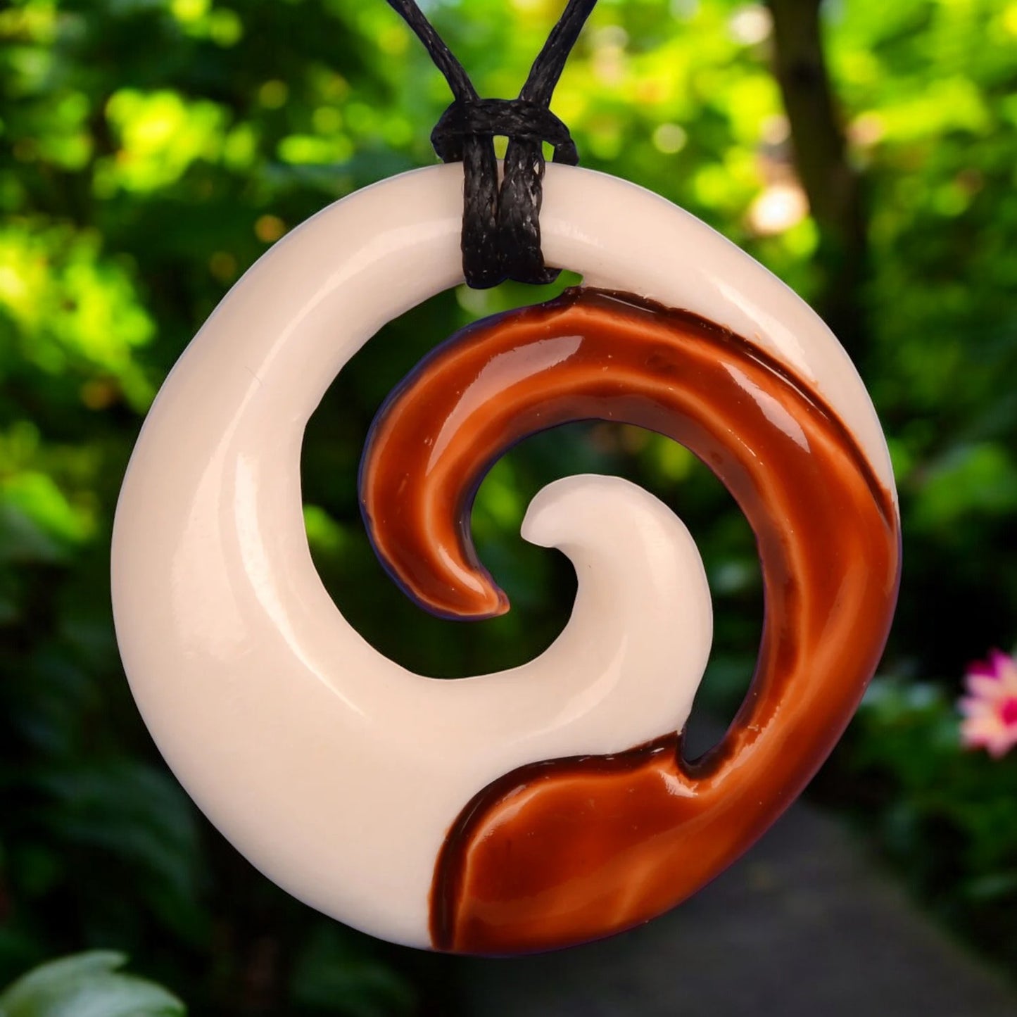 Bone Koru Stained Pendant