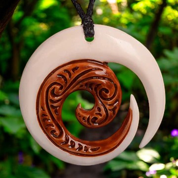 Bone Stained Koru Pendant