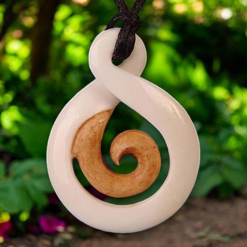 Bone Single Twist with Koru Pendant