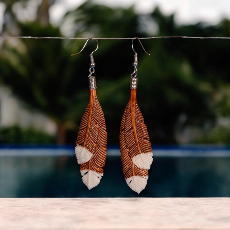 Brown Huia Feather Earrings