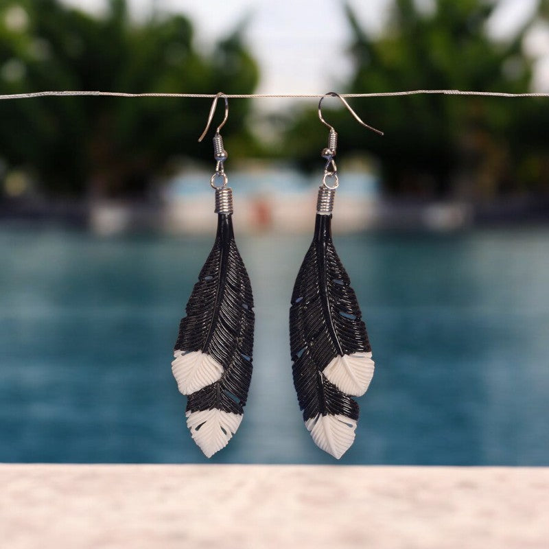 Black Huia Feather Earrings