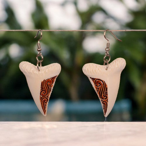 Faux Shark Tooth Bone Earrings