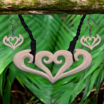 Bone Koru Necklace and Earring Set