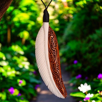 Bone Feather Stained Pendant