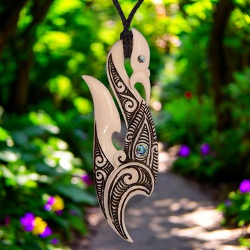 Bone Engraved Manaia Hook Pendant