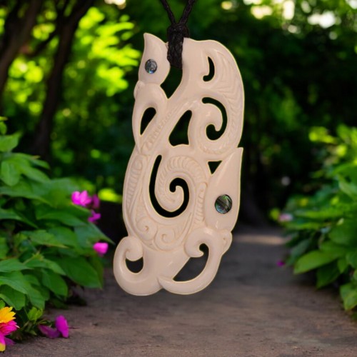 Double Manaia Carved Pendant