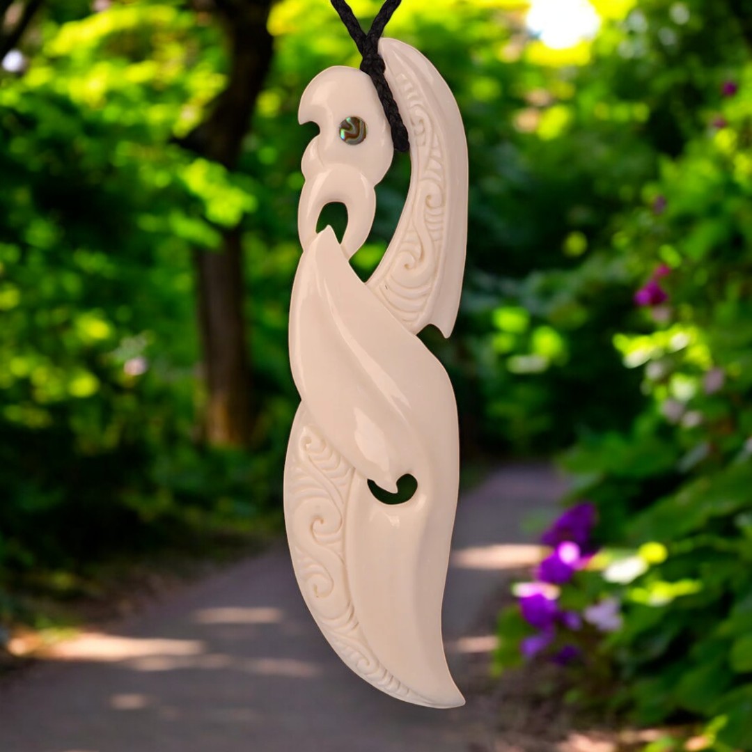 XL Bone Intricate Manaia Pendant