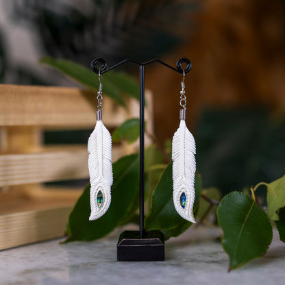 Bone_Feather_with_Pāua_Earrings_2 - XMT Creations