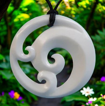 Bone Triple Koru Pendant