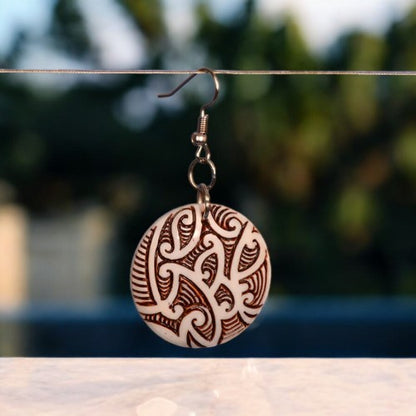 Māori_Pattern_Circle_Earring_1 - XMT Creations