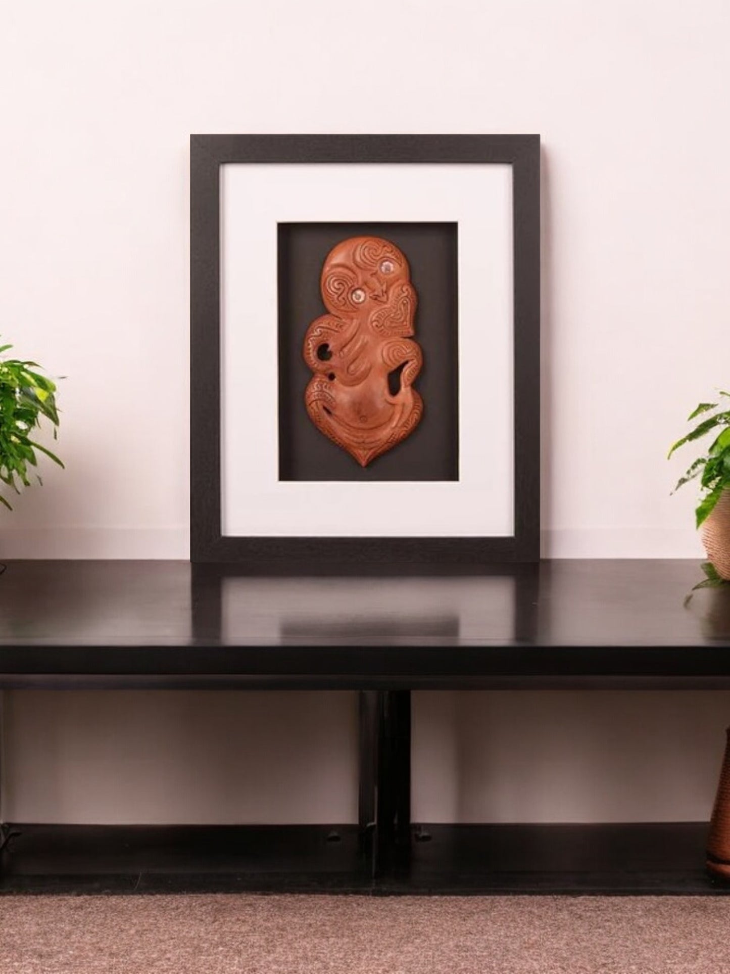 Hand Carved Wooden Tiki: Framed Edition