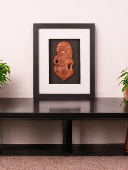 Hand Carved Wooden Tiki: Framed Edition