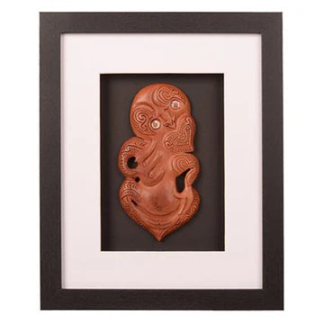 Hand Carved Wooden Tiki: Framed Edition