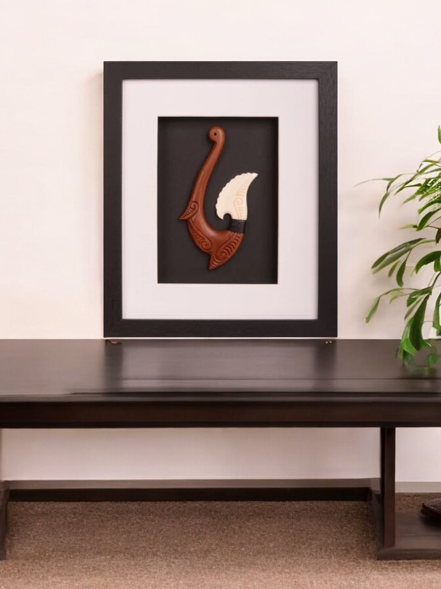 Hand Carved Wood Hook: Framed Edition