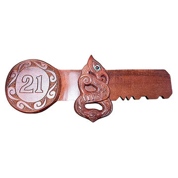 Wooden 21st Key with Manaia